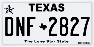 TX license plate DNF2827