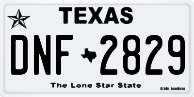 TX license plate DNF2829
