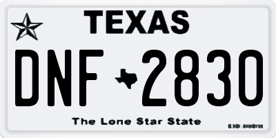 TX license plate DNF2830