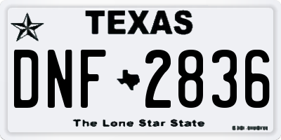 TX license plate DNF2836
