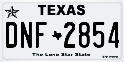 TX license plate DNF2854