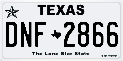 TX license plate DNF2866