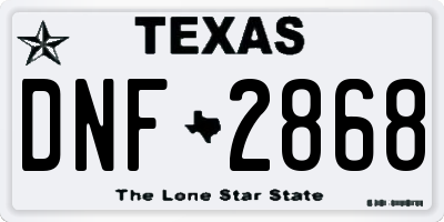 TX license plate DNF2868