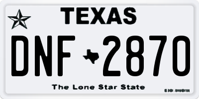 TX license plate DNF2870