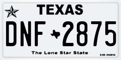 TX license plate DNF2875