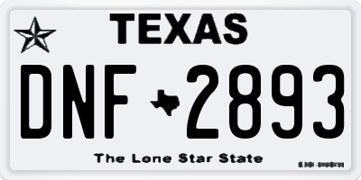 TX license plate DNF2893