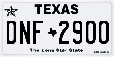 TX license plate DNF2900