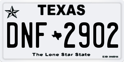 TX license plate DNF2902