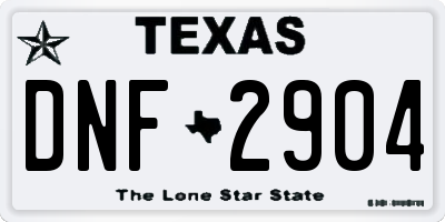 TX license plate DNF2904
