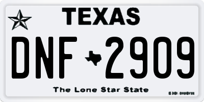 TX license plate DNF2909