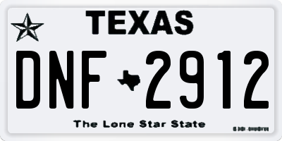 TX license plate DNF2912