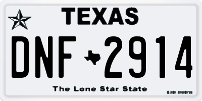 TX license plate DNF2914