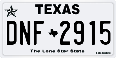 TX license plate DNF2915