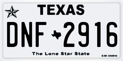 TX license plate DNF2916