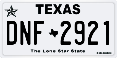 TX license plate DNF2921
