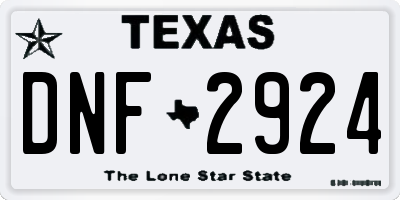 TX license plate DNF2924