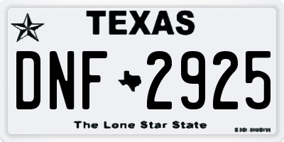 TX license plate DNF2925