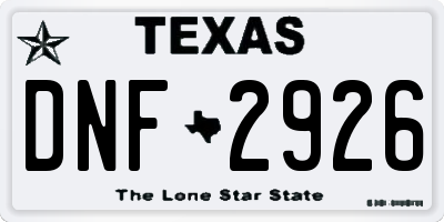 TX license plate DNF2926
