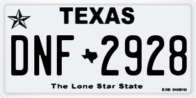 TX license plate DNF2928