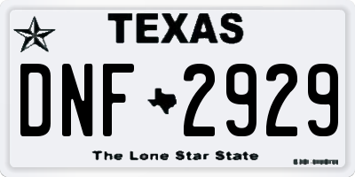 TX license plate DNF2929