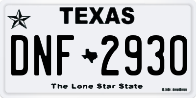 TX license plate DNF2930