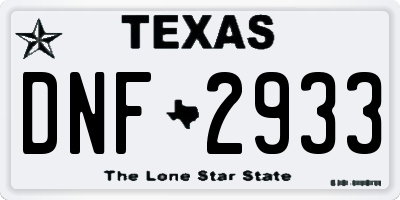 TX license plate DNF2933