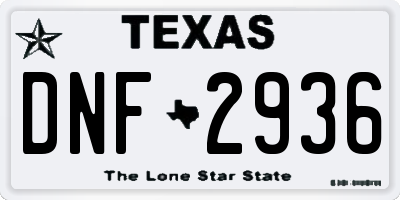TX license plate DNF2936
