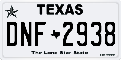 TX license plate DNF2938