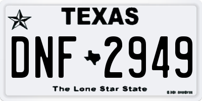 TX license plate DNF2949