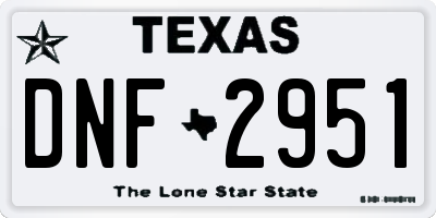 TX license plate DNF2951