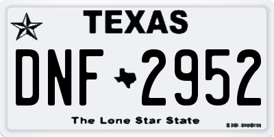 TX license plate DNF2952