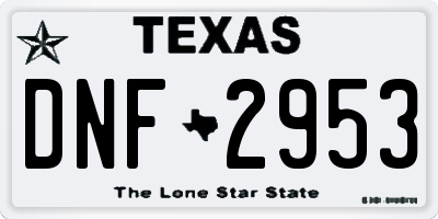 TX license plate DNF2953