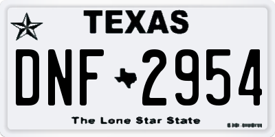 TX license plate DNF2954