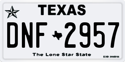 TX license plate DNF2957