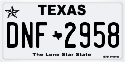 TX license plate DNF2958