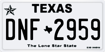 TX license plate DNF2959