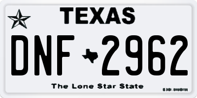 TX license plate DNF2962