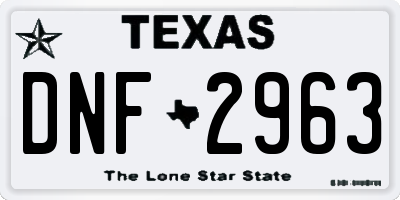 TX license plate DNF2963