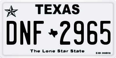 TX license plate DNF2965