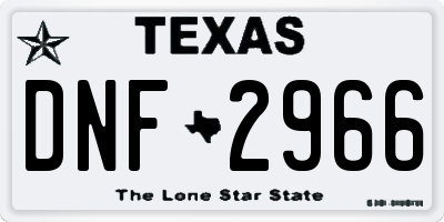 TX license plate DNF2966
