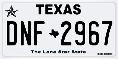 TX license plate DNF2967