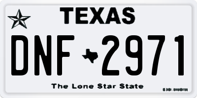TX license plate DNF2971