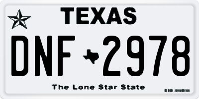 TX license plate DNF2978
