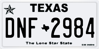 TX license plate DNF2984