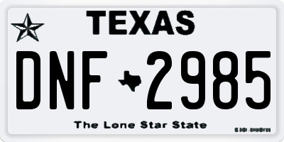 TX license plate DNF2985