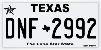TX license plate DNF2992