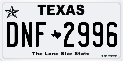 TX license plate DNF2996