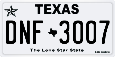 TX license plate DNF3007
