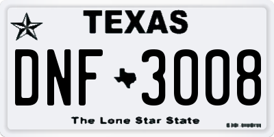 TX license plate DNF3008
