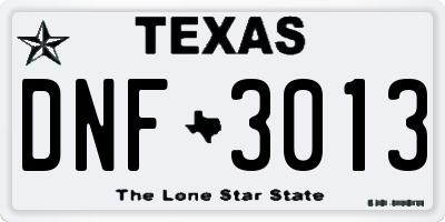 TX license plate DNF3013